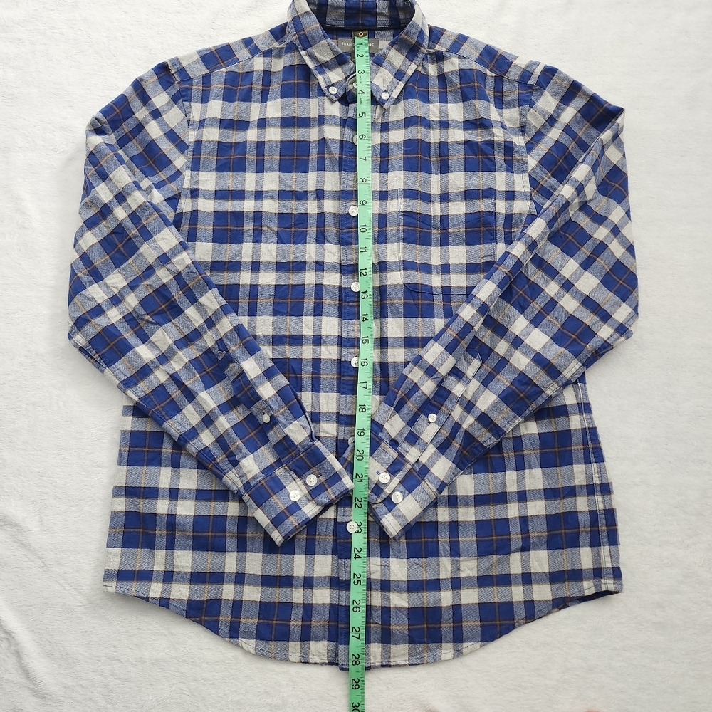 L.L. BEAN Signature Slim‎ Fit Oxford Shirt Untucked Fit Blue White Plaid Medium - Picture 9 of 11